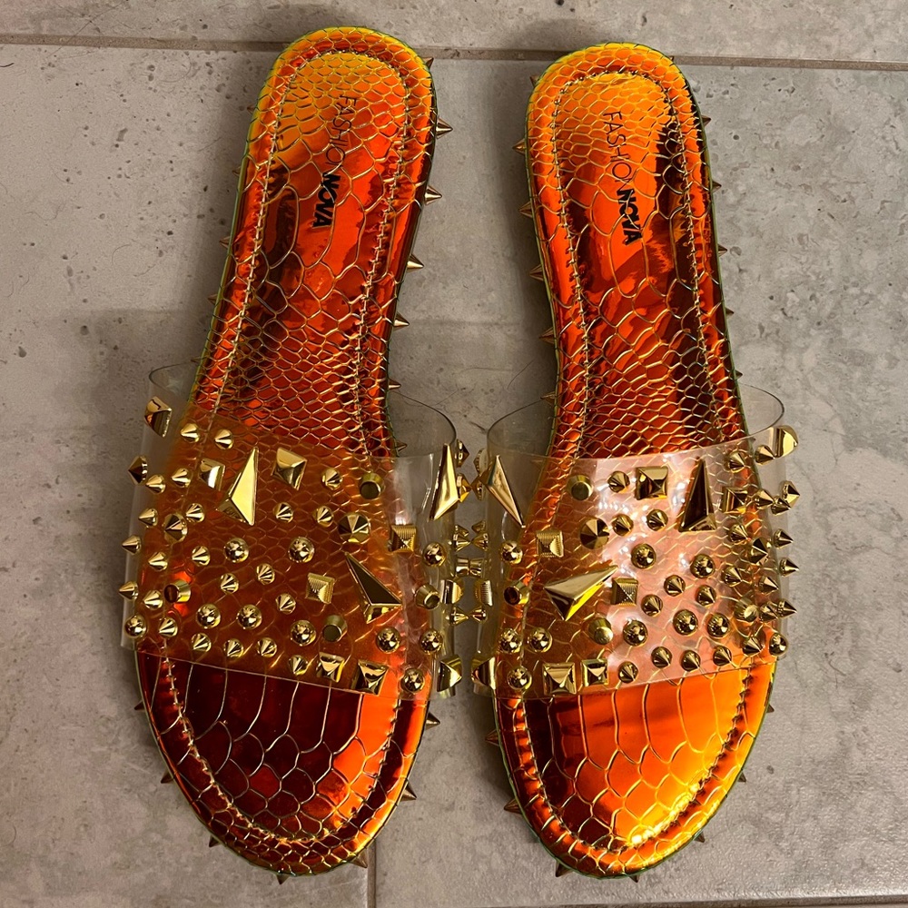 Fashion Nova Chrome Sandals